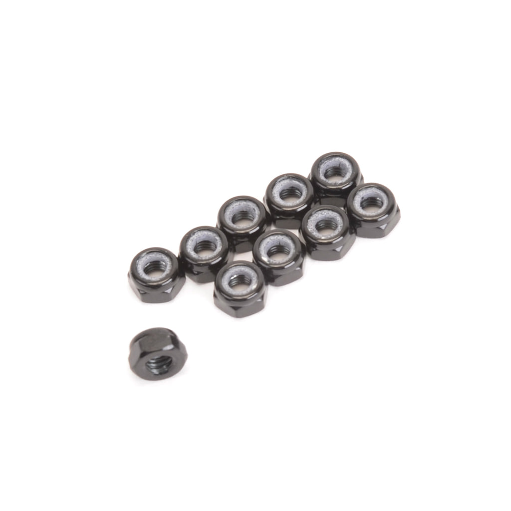 M3 Nyloc Nuts (Low Profile) - Alloy (10pk) Black