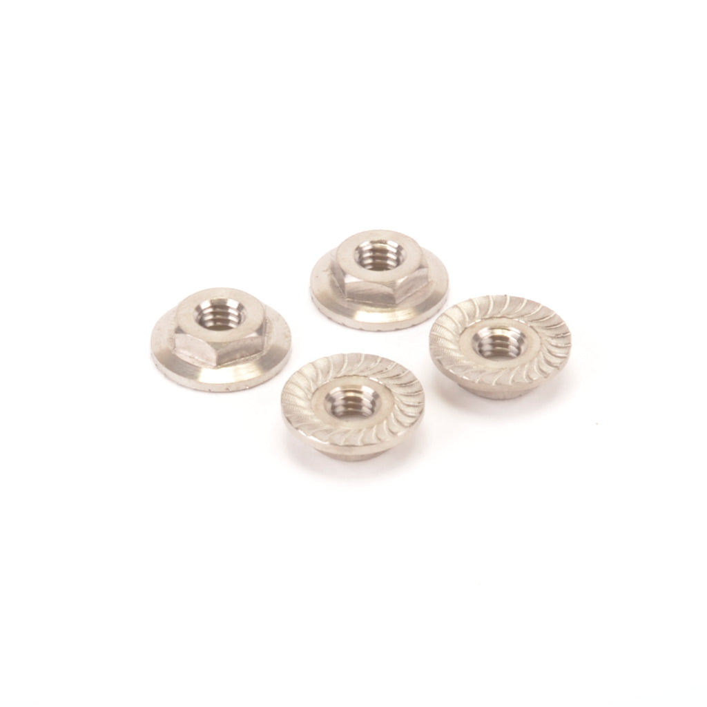 M4 Serated Nuts (Low Profile) - Titanium (4pk) Silver
